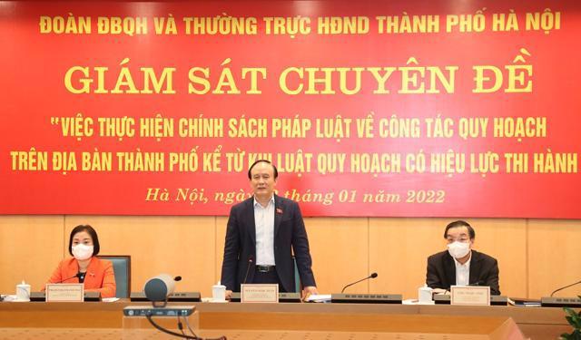 Chủ tịch HĐND TP, Phó Trưởng đoàn Đại biểu Quốc hội TP Nguyễn Ngoc Tuấn phát biểu tại cuộc giám sát