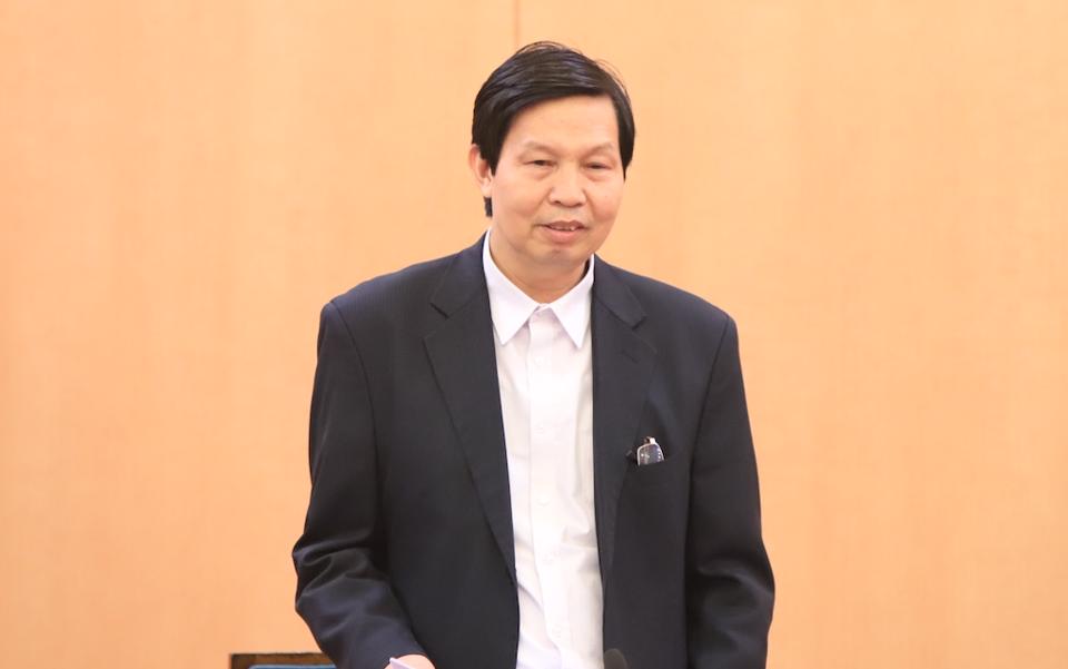 Ph&oacute; Gi&aacute;m đốc Sở Y Tế H&agrave; Nội Trần Văn Chung ph&aacute;t biểu. Ảnh: Minh An.