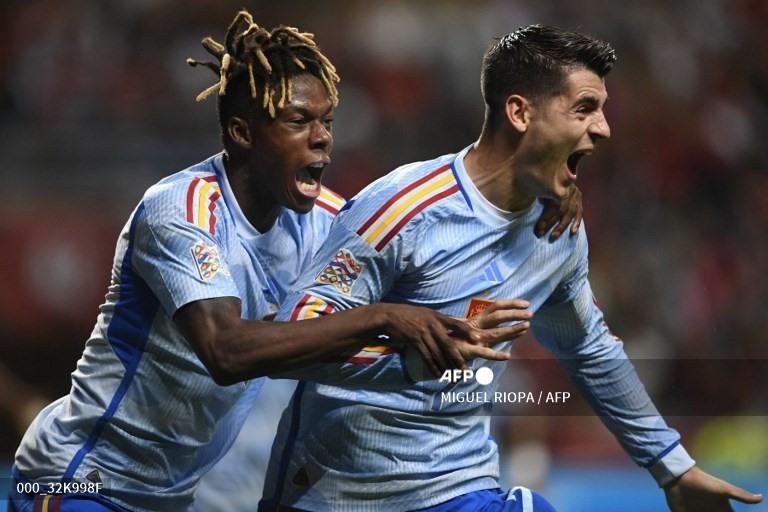 Nico Williams kiến tạo để Morata ghi bàn thắng duy nhất của trận đấu. Ảnh: AFP