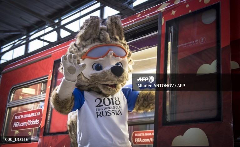 Chú sói Zabivaka, linh vật của World Cup Nga 2018. Ảnh: AFP