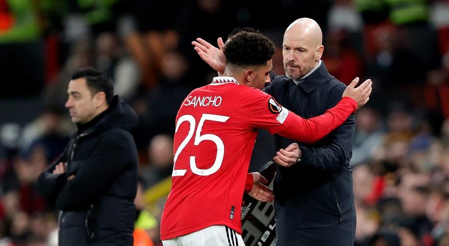 Sancho không hài lòng với quyết định của Ten Hag.  Ảnh: AFP