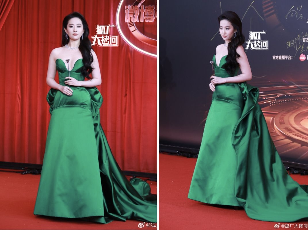 Chiếc váy khiến Lưu Diệc Phi lộ khuyết điểm hình thể. Ảnh: Suho