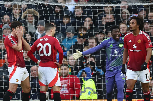 Man United đã để thủng lưới 17 bàn thua kể từ khi Ruben Amorim lên nắm quyền. Ảnh: AFP