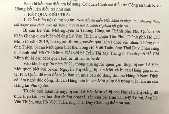 Kết luận điều tra vụ lừa đảo làm giấy tờ đất đai ở Phú Quốc