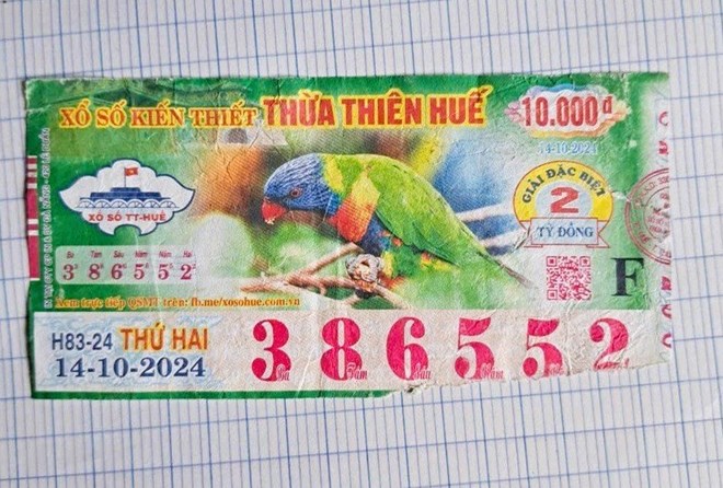 Tờ vé số trúng giải đặc biệt 2 tỉ đồng nhưng không được trao thưởng của bà Nga. Ảnh: NVCC