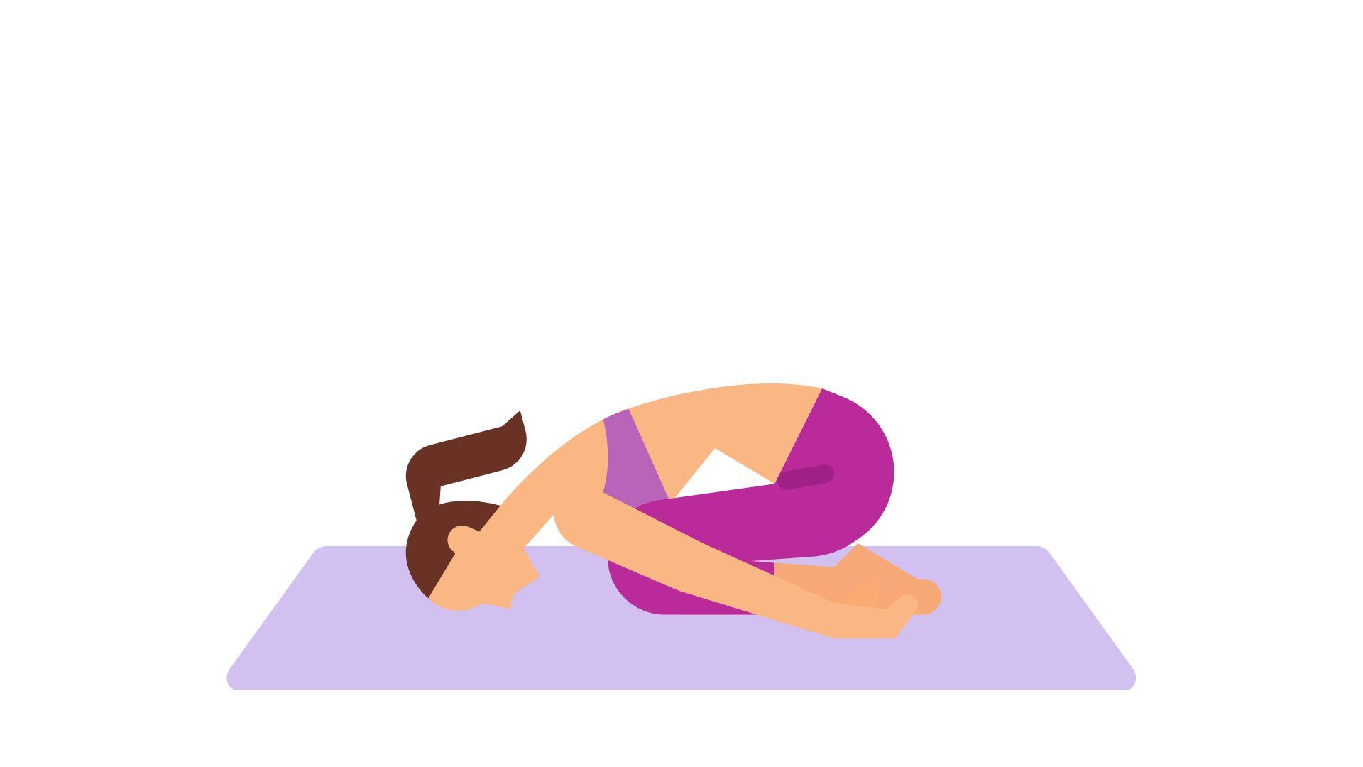 Động tác Balasana (Tư thế đứa trẻ). Ảnh đồ hoạ: HƯƠNG SƠN