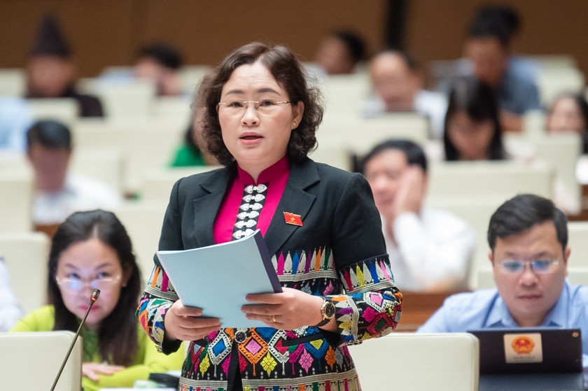 Bà Lò Thị Luyến - Tỉnh ủy viên, Phó Trưởng đoàn chuyên trách phụ trách Đoàn Đại biểu Quốc hội khóa XV tỉnh Điện Biên tại Nghị trường Quốc hội khóa XV. (Nguồn: dienbien.gov.vn)