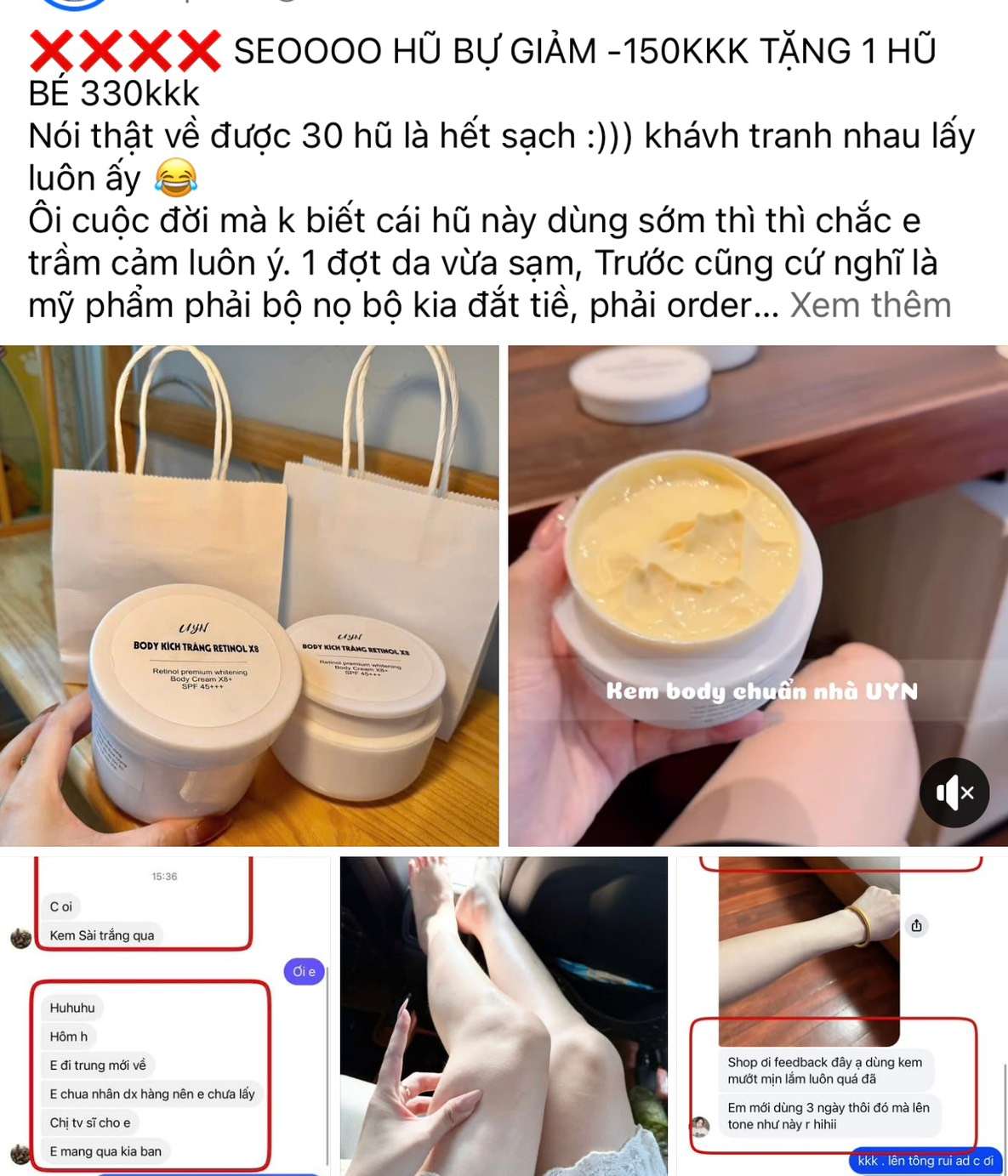 Các sản phẩm kem trộn cấp tốc trắng da bán trên mạng. Ảnh: Hà Lê