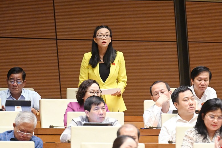 Đại biểu Trịnh Thị Tú Anh (Đoàn Lâm Đồng) chất vấn.