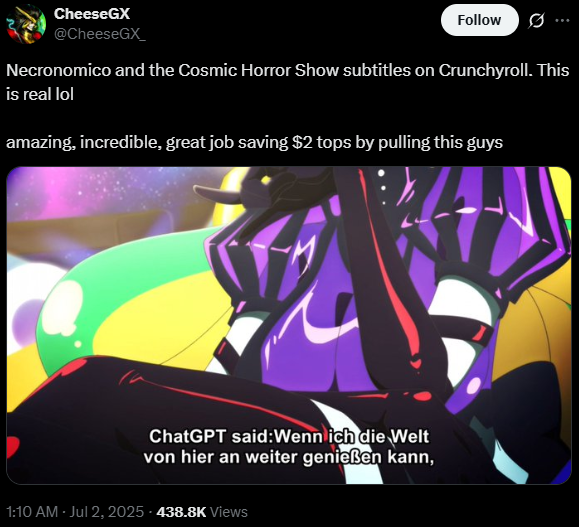 Nền tảng stream anime hàng đầu để quên dòng “ChatGPT nói rằng” trong phụ đề- Ảnh 1.