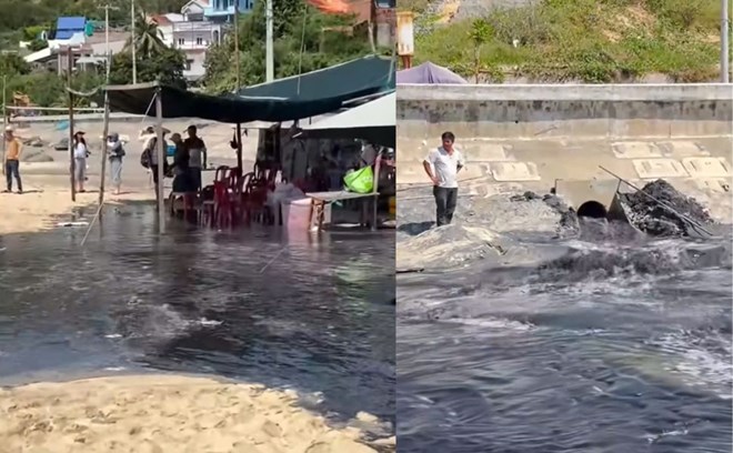 Nước thải đen kịt tràn ra bãi biển ở Gia Lai, dân bức xúc lo ô nhiễm