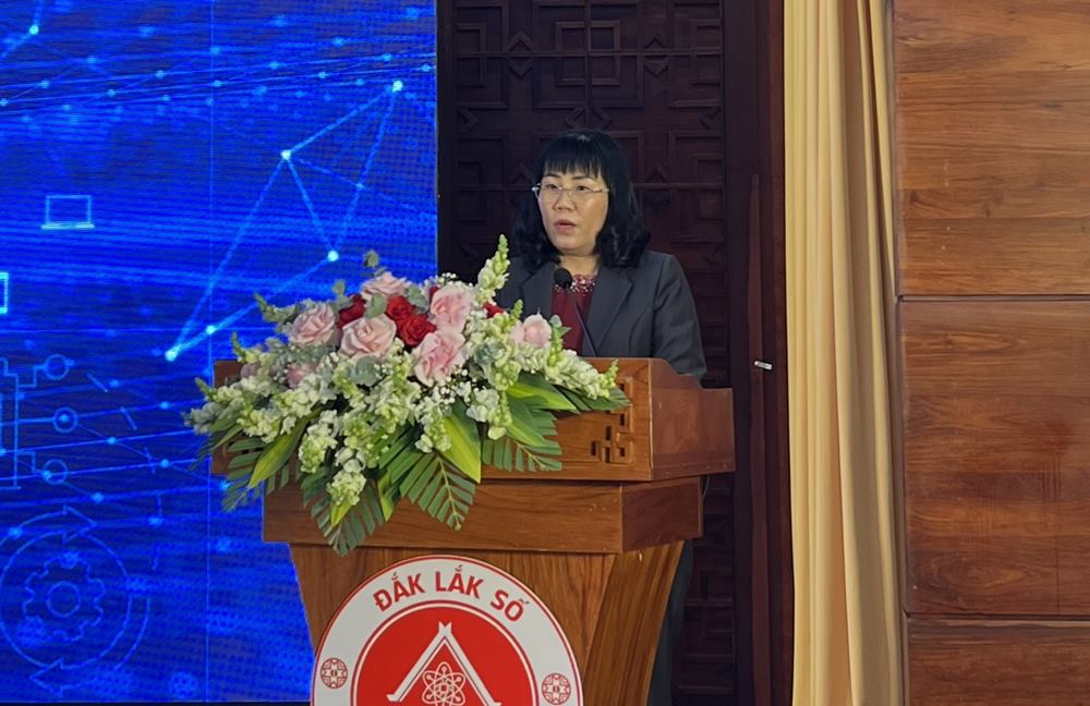 Bà Hồ Thị Nguyên Thảo, Phó Chủ tịch Thường trực UBND tỉnh Đắk Lắk phát biểu tại chương trình. Ảnh: Chí Long