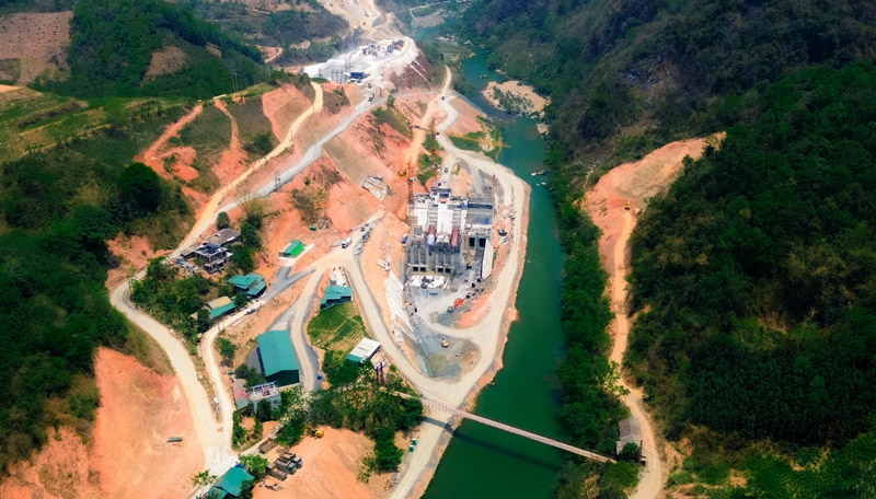 Công trình thủy điện Bảo Lạc A đang xây dựng. Ảnh: Huy Nguyễn
