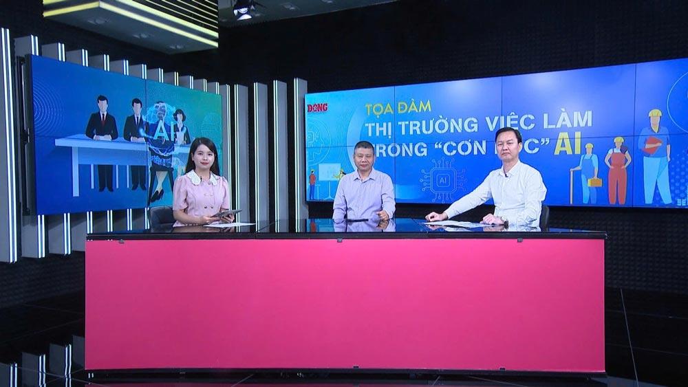 Các khách mời tham dự tọa đàm “Thị trường việc làm trong “cơn lốc” AI“. Ảnh: Tất Thảo