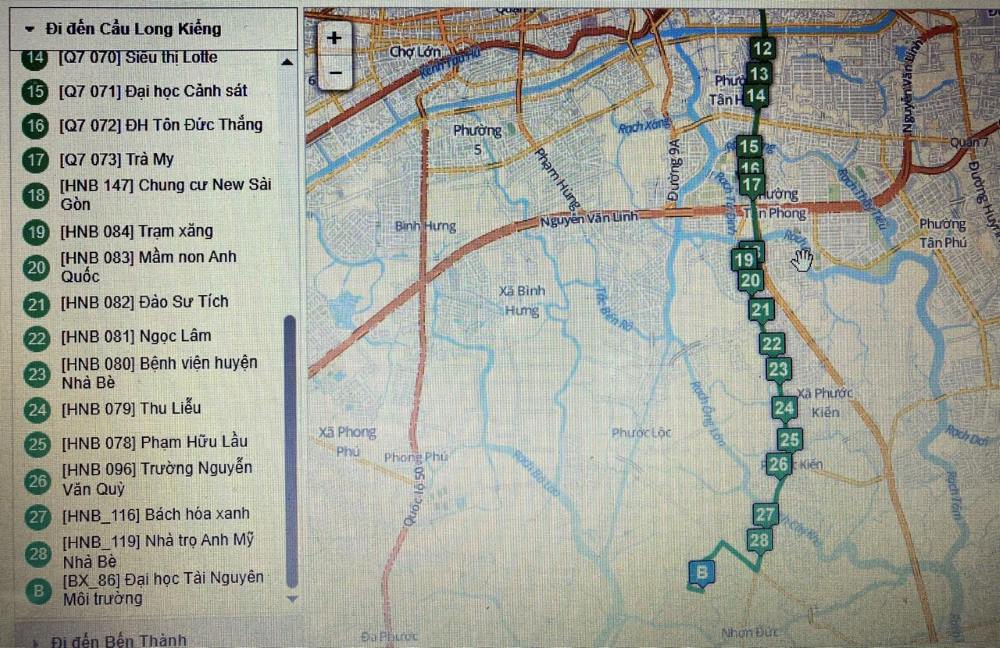 Lộ trình tuyến xe buýt 86. Nguồn ảnh: Trung tâm Quản lý Giao thông công cộng