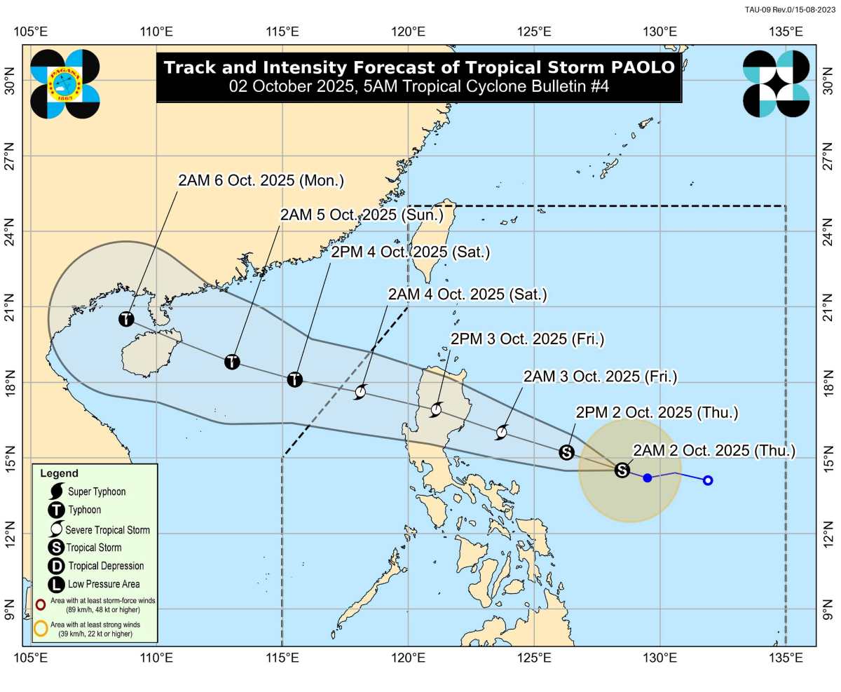 Dự báo đường đi của bão số 11 khi vào Biển Đông. Ảnh: PAGASA