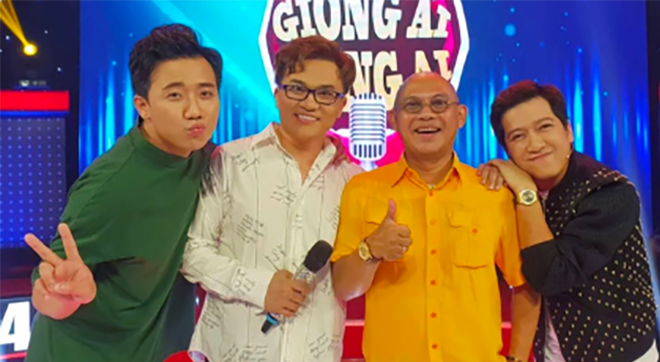 Color Man bên cạnh Trấn Thành, Đại Nghĩa. Ảnh: Nhà sản xuất