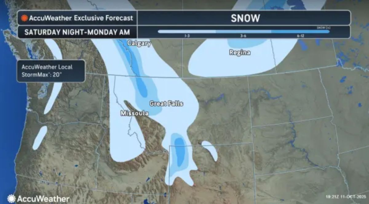 Dự báo tuyết rơi. Ảnh: AccuWeather