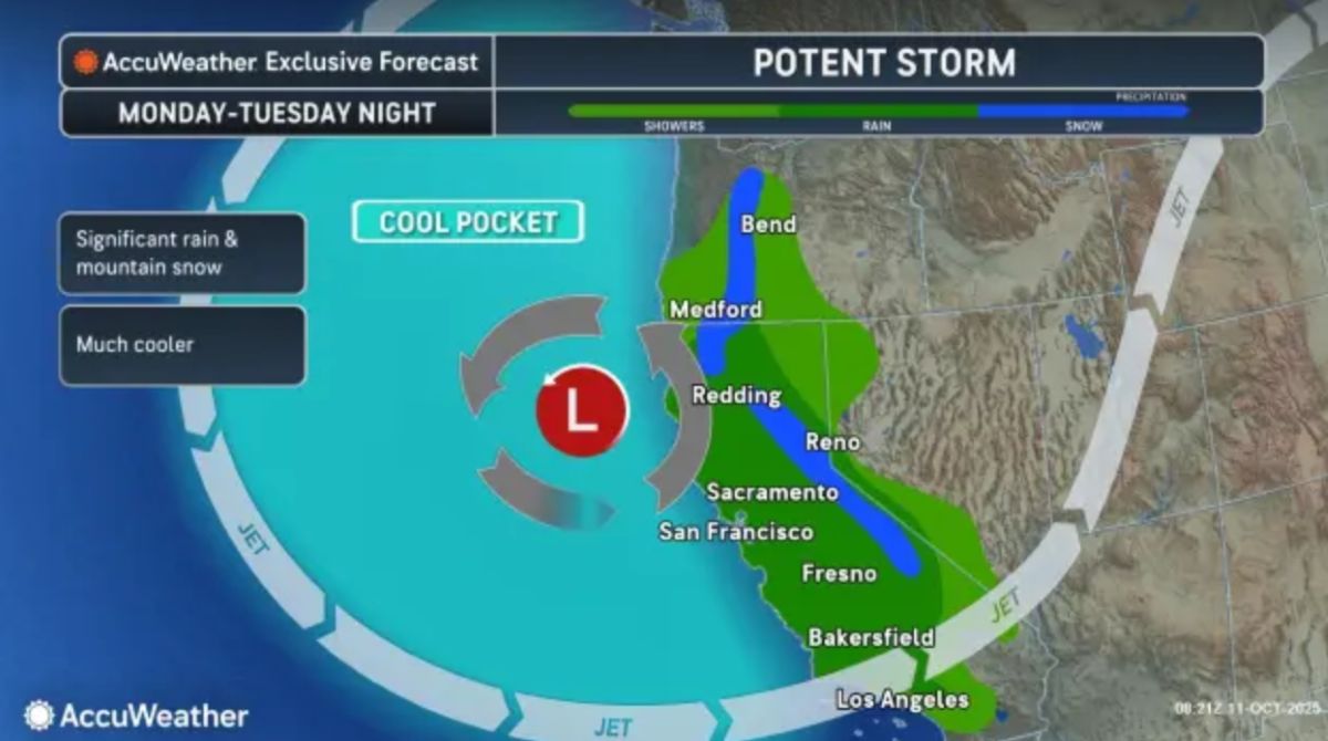 Dự báo không khí lạnh do ảnh hưởng của bão. Ảnh: AccuWeather