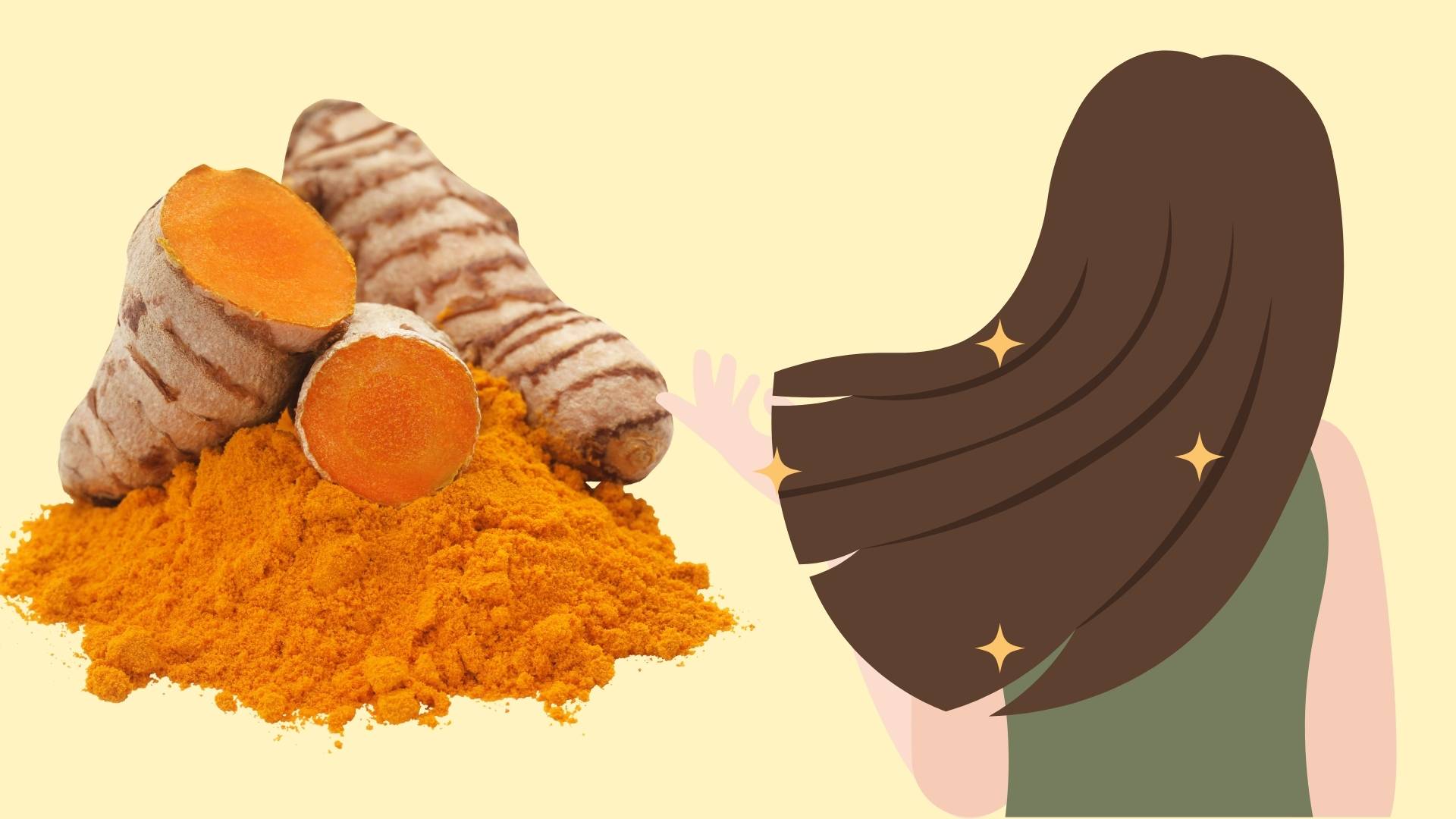 Công thức dưỡng tóc từ nghệ giúp phục hồi tóc khô xơ và kích thích mọc tóc tự nhiên. Đồ họa: Minh Hoàng