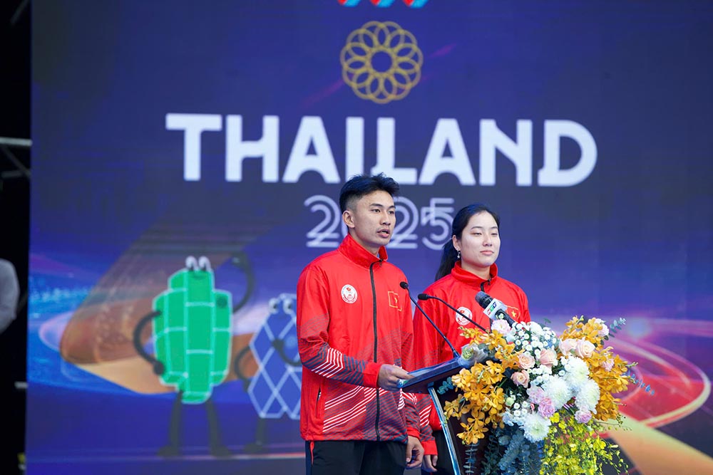 Các vận động viên cam kết thi đấu tốt tại SEA Games 33. Ảnh: Thanh Vũ