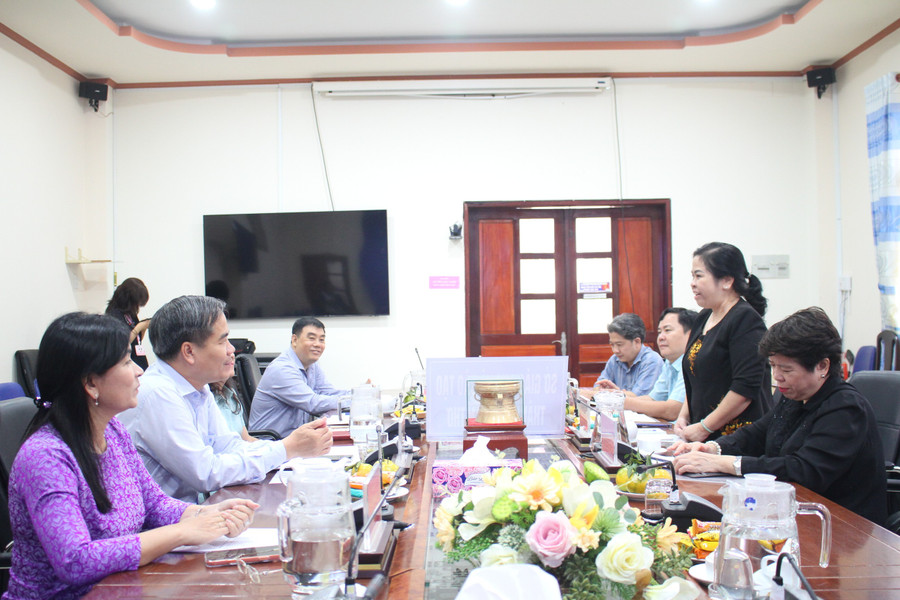 Bà Lê Thị Thanh Giang, Chủ tịch Liên hiệp các tổ chức hữu nghị TP Cần Thơ phát biểu tại buổi làm việc. can-tho-hoi-viet-phap-4.jpg