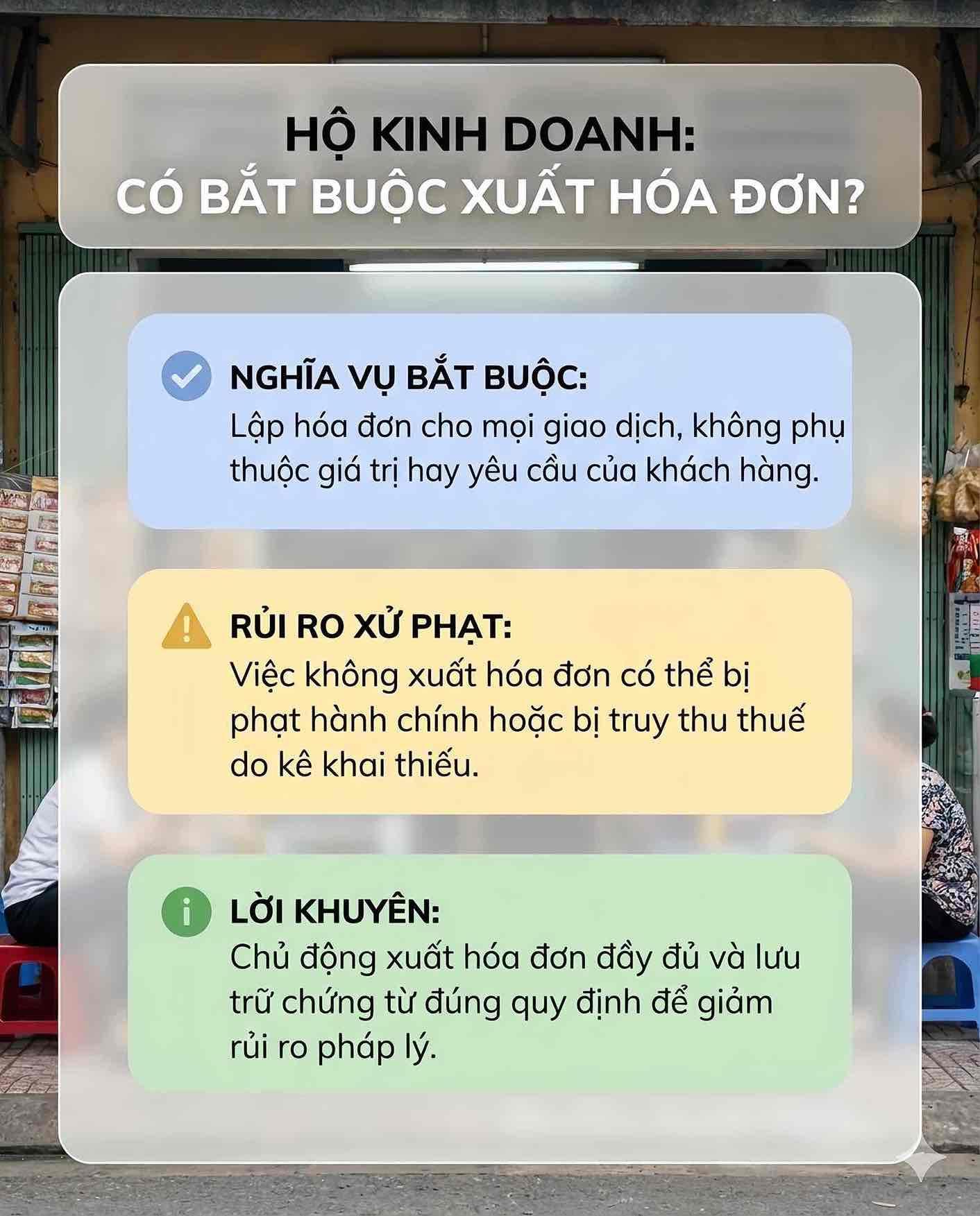 Nghĩa vụ lập hóa đơn của hộ kinh doanh được xác định là bắt buộc, không phụ thuộc giá trị giao dịch hay yêu cầu của khách hàng. Đồ họa: Song Anh