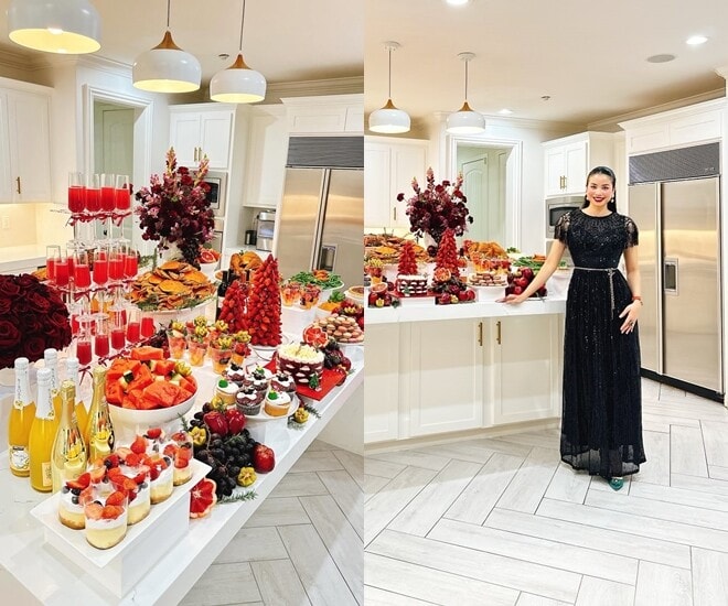 Phạm Hương khoe bàn tiệc Giáng sinh hoành tráng